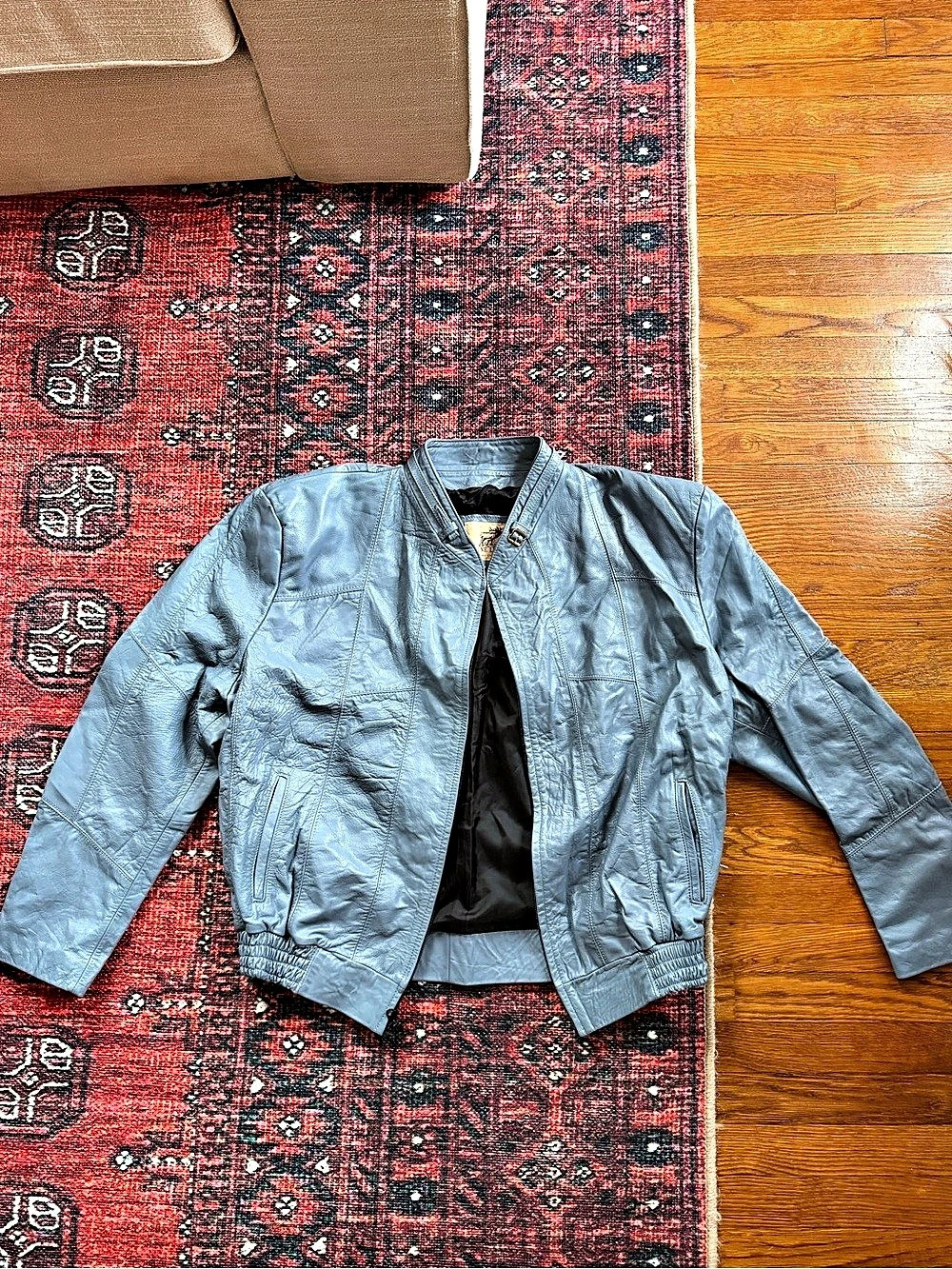 Genuine Leather Blue Leather Jacket Size 48